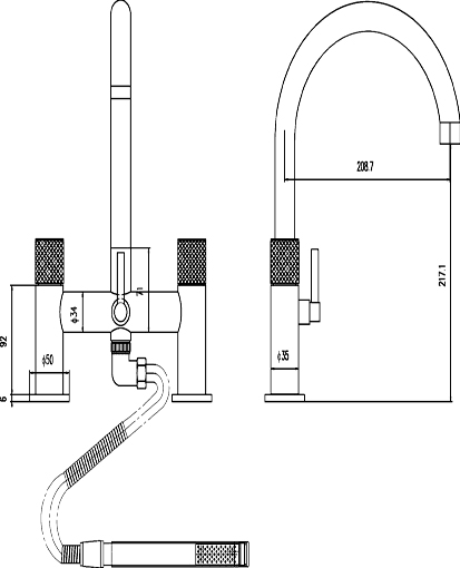 Technical image of Ultra Laser Bath Shower Mixer Tap With Shower Kit & Swivel Spout (Chrome).