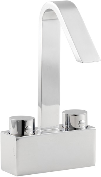 Larger image of Hudson Reed Clio Dis Mono Basin Mixer with pop up waste and swivel spout.