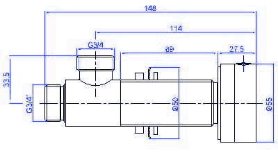 Technical image of Hudson Reed Clio Dis 3/4" Freeflow Bath Filler with pop up waste and overflow.