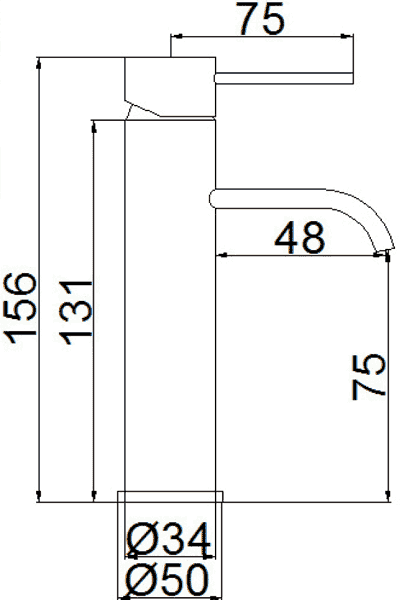 Technical image of Ultra Mini Cloakroom Basin Tap (Chrome).