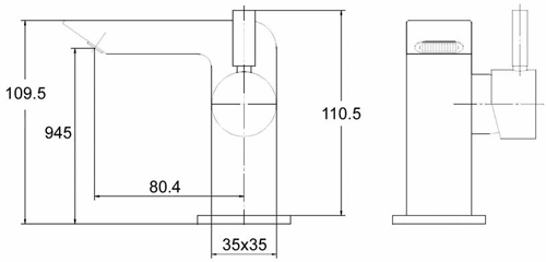 Technical image of Ultra Mini Waterfall Cloakroom Basin Tap (Chrome).