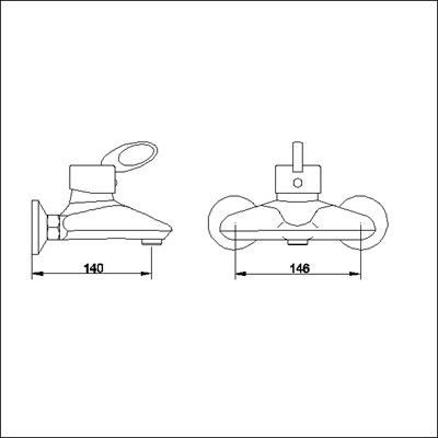 Technical image of Ultra Iris Single lever wall mounted bath filler.