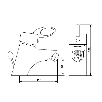 Technical image of Ultra Iris Single lever mono bidet mixer tap.