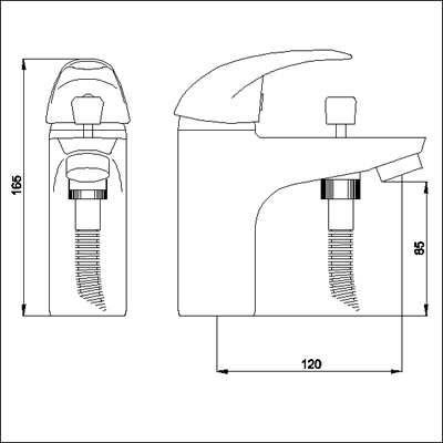 Technical image of Ultra Liscia Single lever mono bath shower mixer.