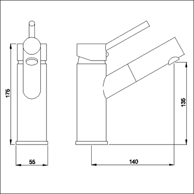 Technical image of Ultra Minima Single lever mono basin mixer + pop up waste.