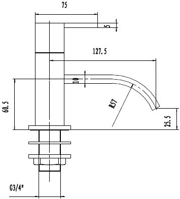 Technical image of Hudson Reed Motif Bath Filler Tap (Chrome).