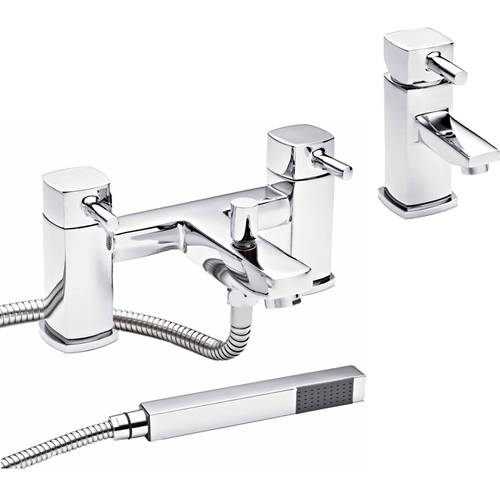 Larger image of Nuie Munro Basin & Bath Shower Mixer Tap Pack (Chrome).