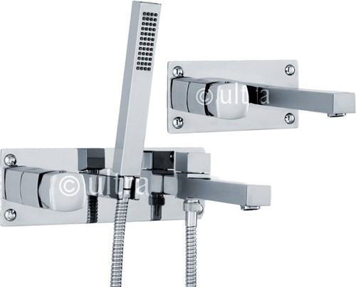 Larger image of Ultra Muse Wall Mounted Basin & Bath Shower Mixer Tap Set (Free Shower Kit).