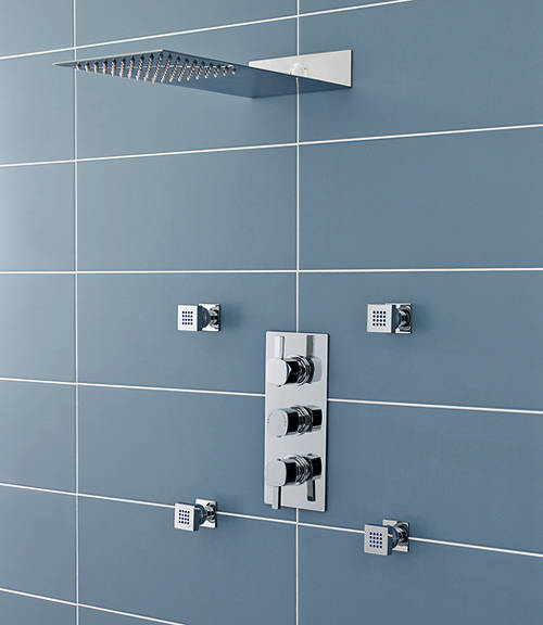 Larger image of Ultra Muse Muse Triple Thermostatic Shower Valve, Thin Head & Body Jets.