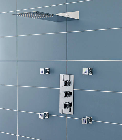Larger image of Ultra Muse Muse Triple Thermostatic Shower Valve, Thin Head & Body Jets.