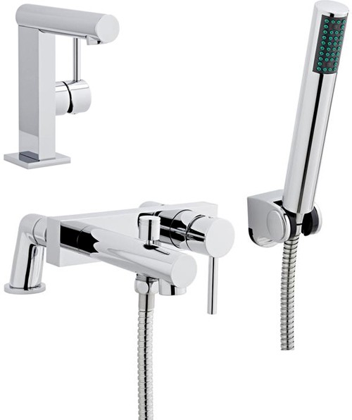 Larger image of Ultra Napier Mono Basin & Bath Shower Mixer Tap Set With Shower Kit.