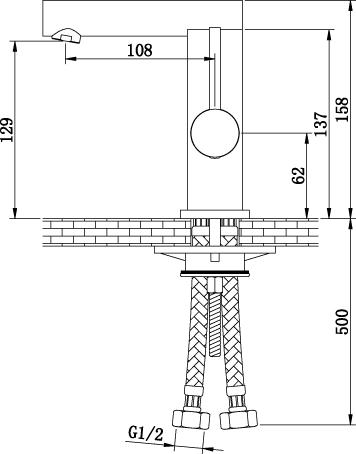 Technical image of Ultra Napier Mono Basin & Bath Shower Mixer Tap Set With Shower Kit.