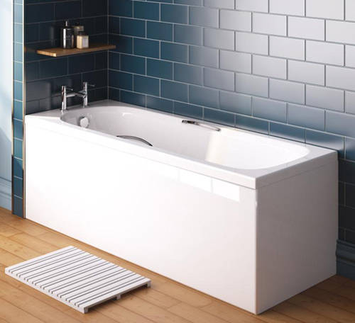 Example image of Crown Baths Marshall Single Ended Acrylic Bath With Handles. 1500x700.