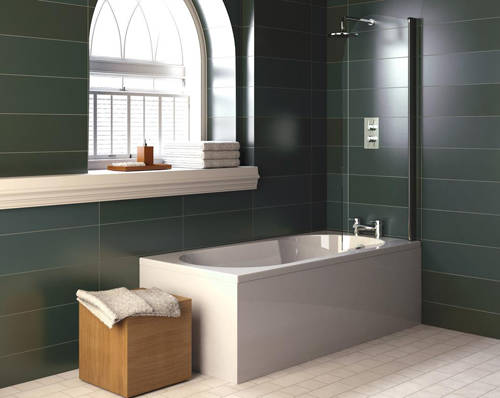 Example image of Crown Baths Marina Keyhole Shower Bath. 1700x800mm.
