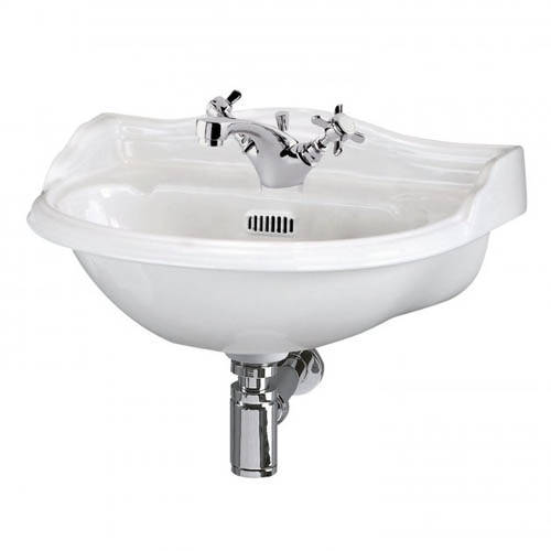 Old London White Chancery Wall Mounted Basin With 1 Tap Hole (500Mm).