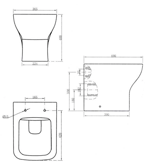 Technical image of Premier Carmela Back To Wall Toilet Pan.