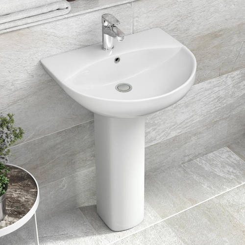 Larger image of Premier Saffron Basin & Full Pedestal (1 Tap Hole, 550mm).