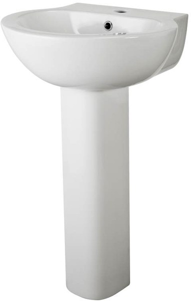 Larger image of Premier Ceramics Basin & Full Pedestal (1 Tap Hole, 540mm).