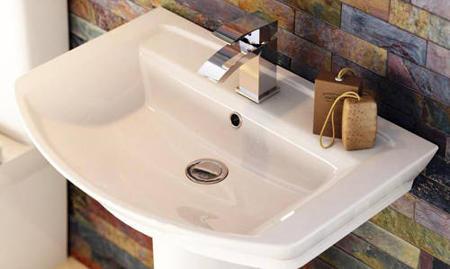 Example image of Premier Ceramics Clara 850mm Basin & Semi Pedestal.