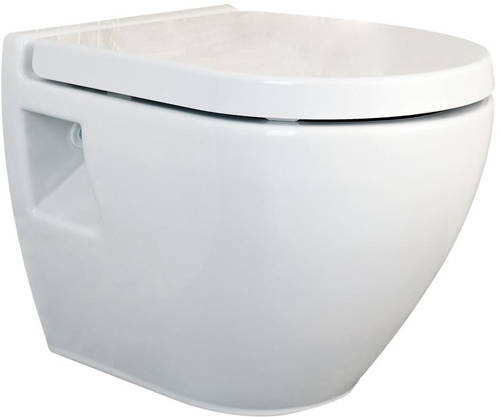 Larger image of Premier Marlow Round Wall Hung Toilet Pan & Luxury Soft Close Seat.