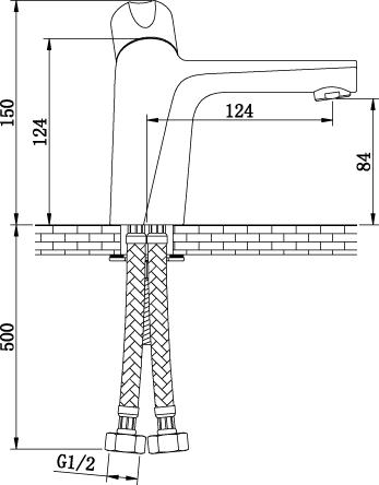 Technical image of Ultra Nemesis Mono Basin & Bath Shower Mixer Tap Set With Shower Kit  (Chrome).