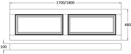 Technical image of Old London Furniture Front Bath Panel 1700mm (Stone Grey).