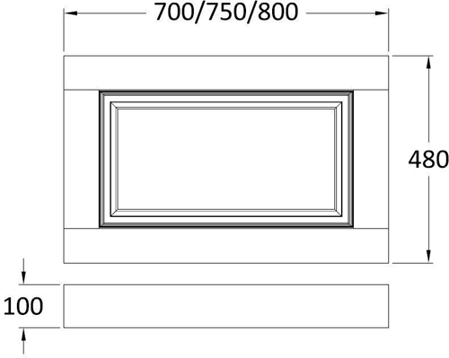 Technical image of Old London Furniture End Bath Panel 700mm (Stone Grey).