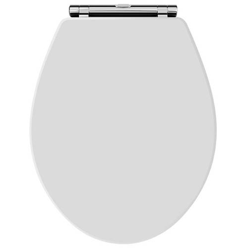 Old London White Furniture Carlton Soft Close Toilet Seat, Chrome Hinge (White).
