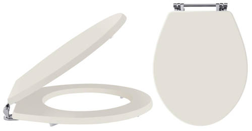 Larger image of Old London Furniture Carlton Soft Close Toilet Seat, Chrome Hinges (Ivory).