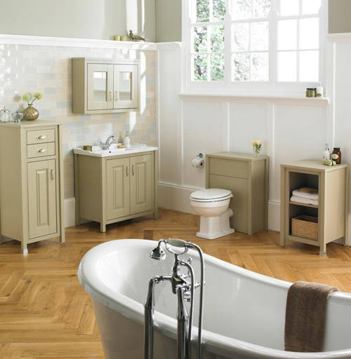 Example image of Old London Furniture Vanity Unit & Ceramic Basin 600mm (Pistachio).