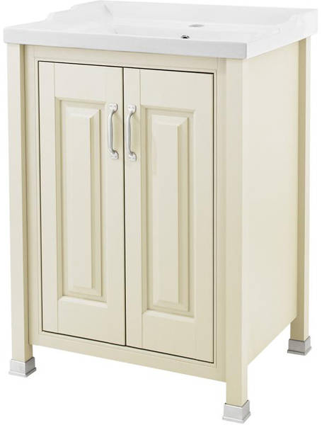 Larger image of Old London Furniture Vanity Unit & Ceramic Basin 600mm (Ivory).