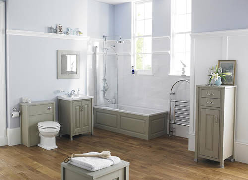 Example image of Old London Furniture Vanity Unit & Ceramic Basin 600mm (Stone Grey).