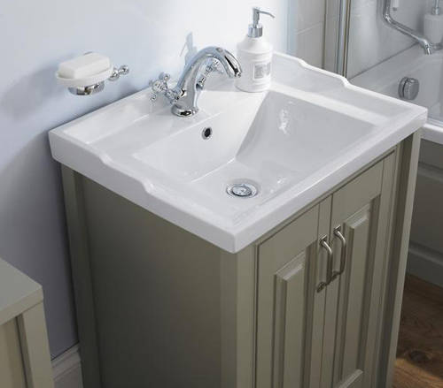 Example image of Old London Furniture Vanity Unit & Ceramic Basin 800mm (Stone Grey).