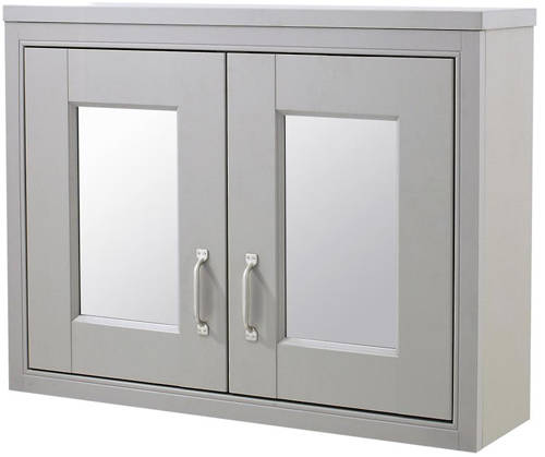 Larger image of Old London Furniture Mirror Cabinet 800x600mm (Stone Grey).