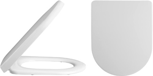 nuie White Top Fix Soft Close D Shaped Toilet Seat - White - Image 6
