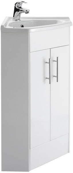 Nuie White Italia Furniture Corner Vanity Unit With Doors & Basin (555Mm, ).