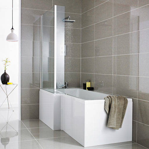 Example image of Hudson Reed Baths 1700mm Front Square Shower Bath Panel (White).