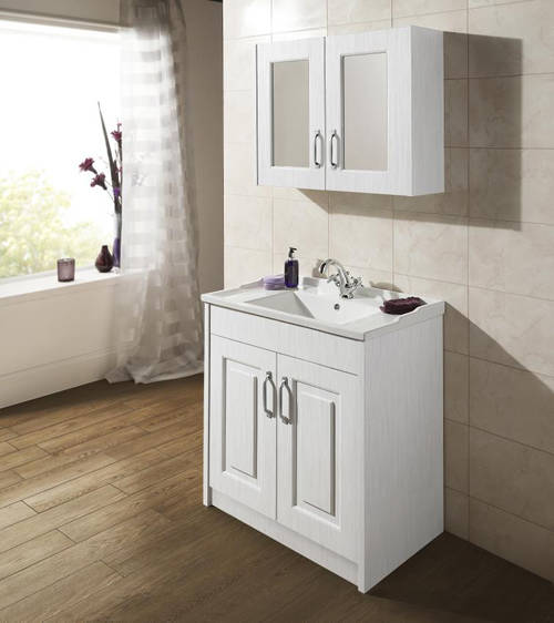 Example image of Old London York Vanity Unit & Ceramic Basin 800mm (White).