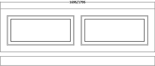 Technical image of Old London York Front Bath Panel 1800mm & End Panel 750mm (White).