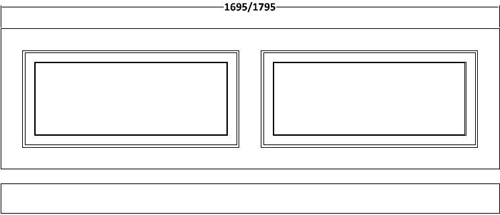 Technical image of Old London York Front Bath Panel 1800mm & End Panel 800mm (Oak).
