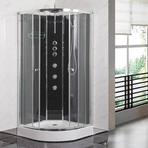 Larger image of Nuie Enclosures Quadrant Shower Cabin 800x800mm (Black).