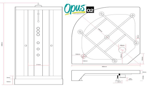 Technical image of Nuie Enclosures Quadrant Shower Cabin 900x900mm (White).