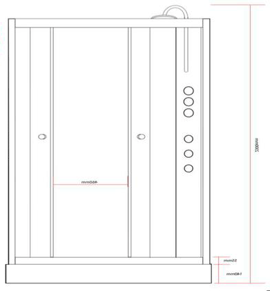 Technical image of Nuie Enclosures Offset Quadrant Cabin 1200x800mm (LH, Black).