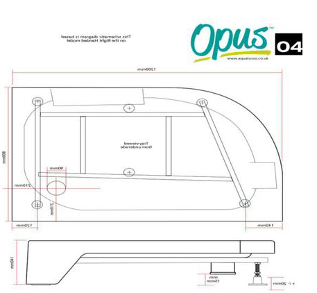 Technical image of Nuie Enclosures Offset Quadrant Cabin 1200x800mm (LH, White).
