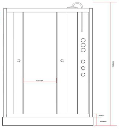 Technical image of Nuie Enclosures Offset Quadrant Cabin 1200x800mm (LH, White).
