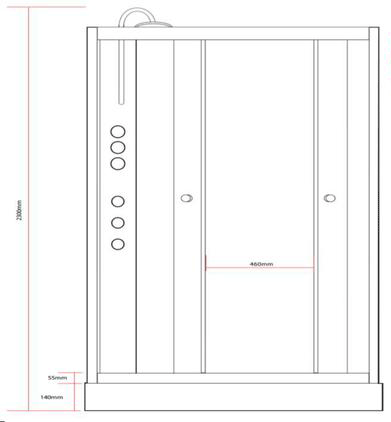 Technical image of Nuie Enclosures Offset Quadrant Cabin 1200x800mm (RH, White).