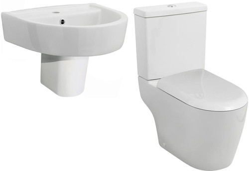 Larger image of Ultra Orb Semi Flush To Wall Toilet, 520mm Basin, Semi Pedestal & Seat.