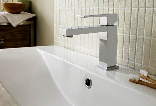 Example image of Ultra Otis Square Basin & Bath Shower Mixer Tap Set With Shower Kit  (Chrome).