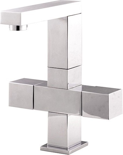 Larger image of Hudson Reed Kubix Cruciform Basin Mixer Tap With Swivel Spout (Chrome).