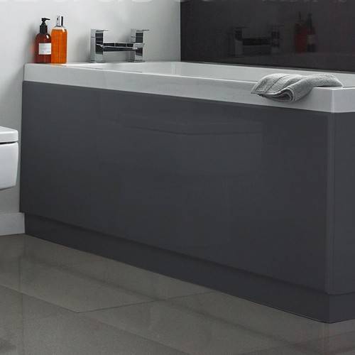 Example image of Hudson Reed Memoir Side & End Bath Panel Pack (Gloss Grey, 1700x700).